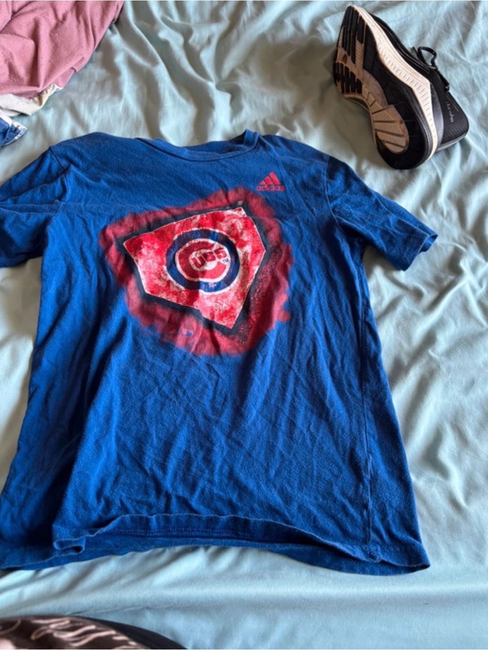 adidas Kids Royal Blue Tee with Red Cubs Graphic